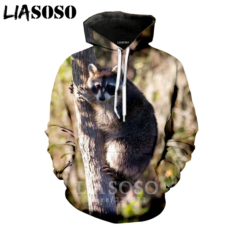 LIASOSO/Осенняя Новая модная Мужская и Женская толстовка с 3D принтом животных енота