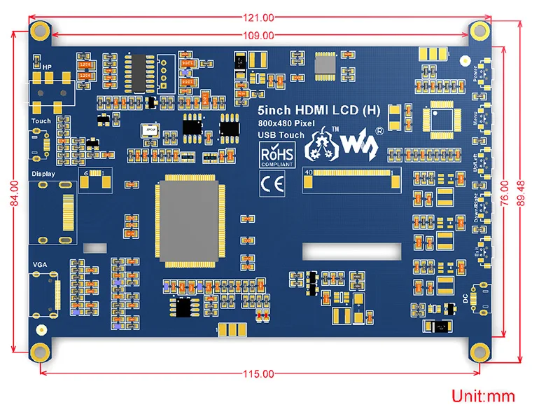 

5inch HDMI LCD (H), 800x480, Capacitive Touch Screen LCD Tablet,HDMI interface,Support Raspberry Pi,BB Black,Banana Pi