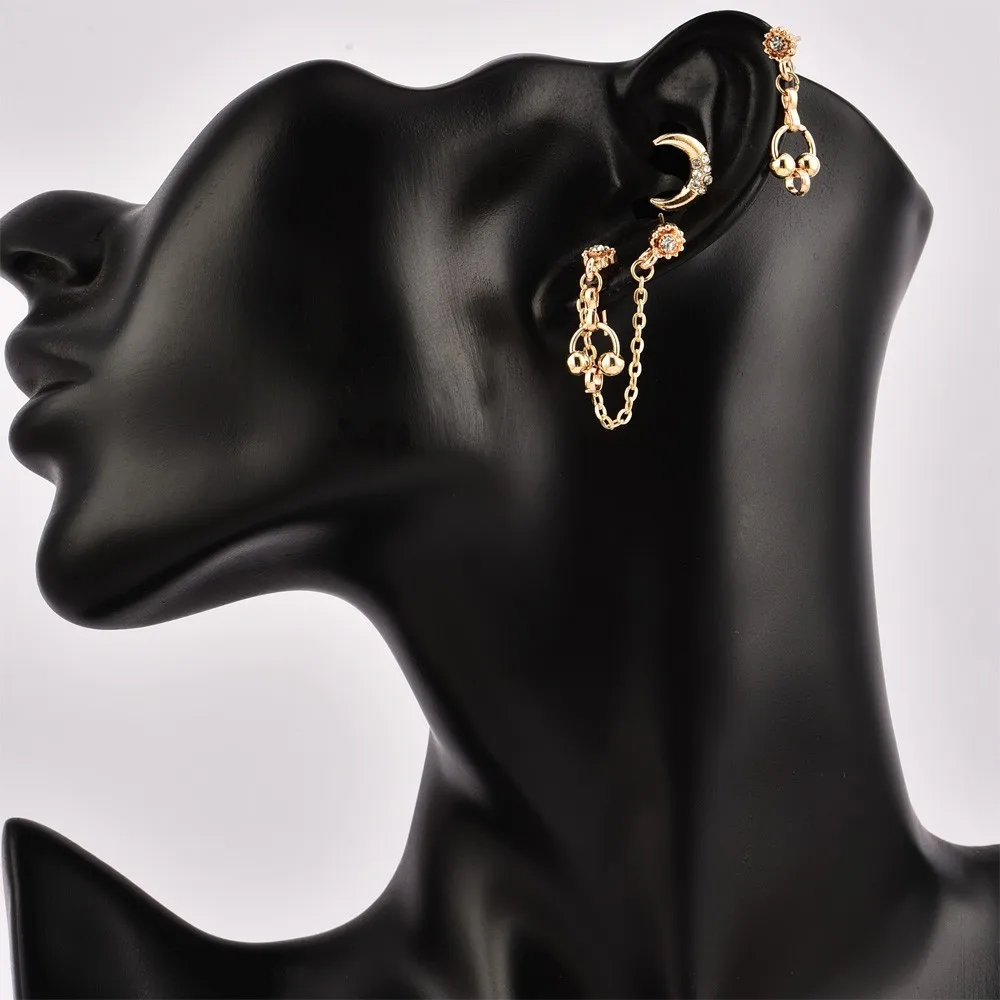 В стиле панк золотой цвет серьги наборы этнические богемные серьги-клипсы для