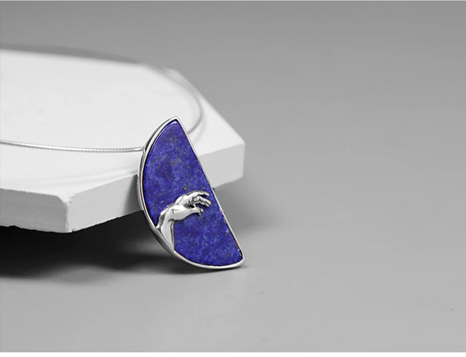 Lotus Fun реальные 925 пробы серебро ручной работы Fine Jewelry рука Бога от Сотворение Адама кулон без Цепочки и ожерелья Для женщин