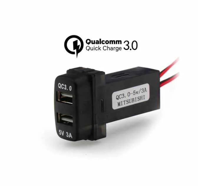 Автомобильное зарядное устройство QC3.0 + 5 В 3 А с USB интерфейсом для Mitsubishi asx lancer