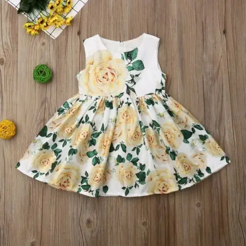 Summer Kids Baby Girls Clothes Floral Sleeveless Wear A-lined Dress Outfits Sundress | Детская одежда и обувь