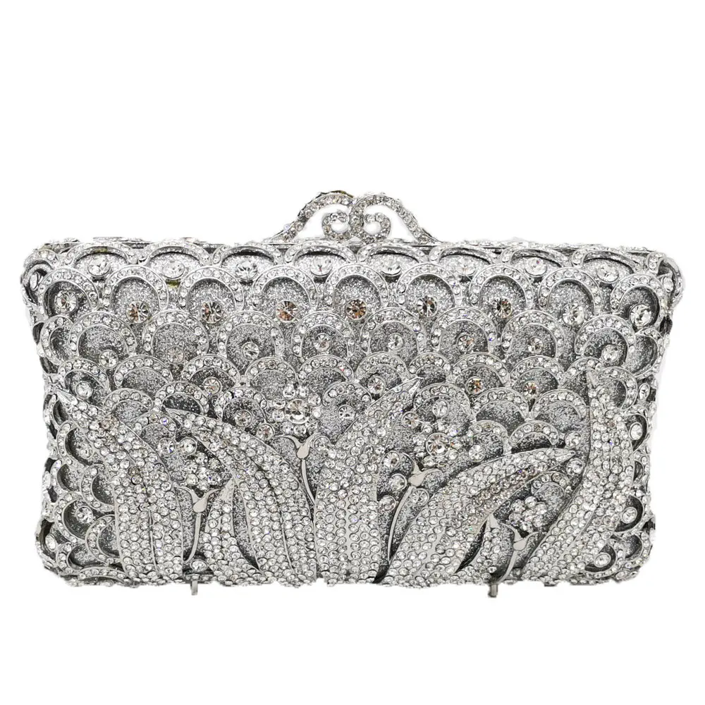 Boutique De FGG элегантный Для женщин Цветочный клатч кристалл вечерние сумки алмаз металл Minaudiere Сумки Свадебная вечеринка вечерняя сумочка