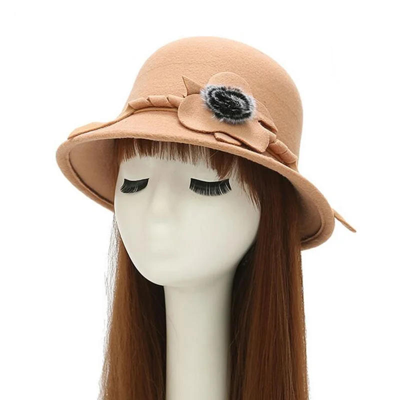 2017 Горячая Мода Женская винтажная Имитация шерсти роза цветок фетровая шляпа