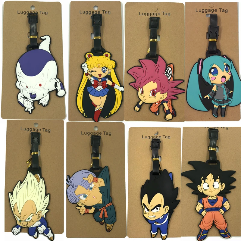 Аниме Dragon Ball Z ПВХ брелок Коллекционная Фигурка Вегета Сон Гоку мягкая резиновая бирка для багажа посадочный талон сумка бирки на чемоданы Висячие