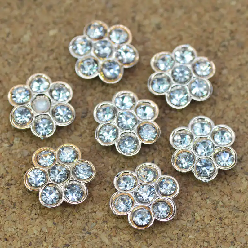Блестящие цветочные пуговицы стразы с плоской задней стороной 20 шт. 10