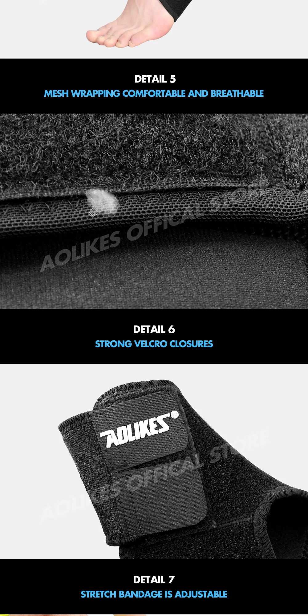 Aolikes 1 пара черная регулируемая поддержка лодыжки Pad защита эластичная Защитная поддерживающая стяжка мяч игры Бег Фитнес рекомендуется