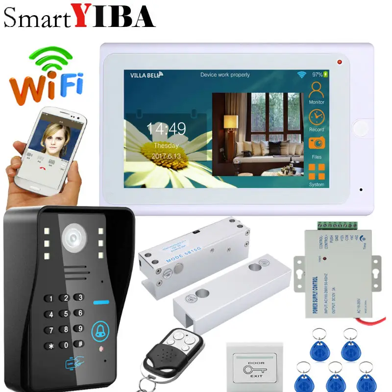 SmartYIBA Video Intercom 7 Inch Wit Monitor Wifi Draadloze Video Deurtelefoon Deurbel Camera Intercom Systeem APP Met Deurslot