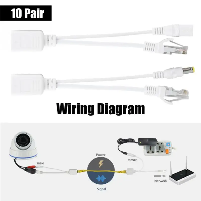 Детские носки по 10 пар в DC 12 V IP Камера POE RJ45 кабель Мощность Over Ethernet адаптер