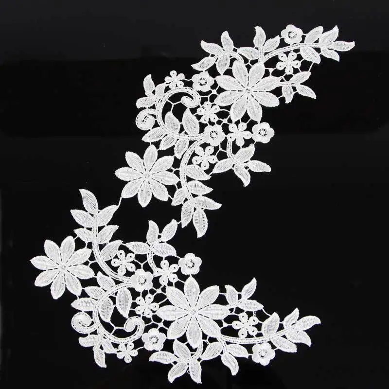 1 пара белая Цветочная кружевная отделка высокое качество свадебная ткань для