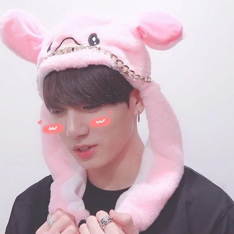 KPOP шапка с кроличьими ушками кролика теплая капюшоном для детей зимняя вязаная