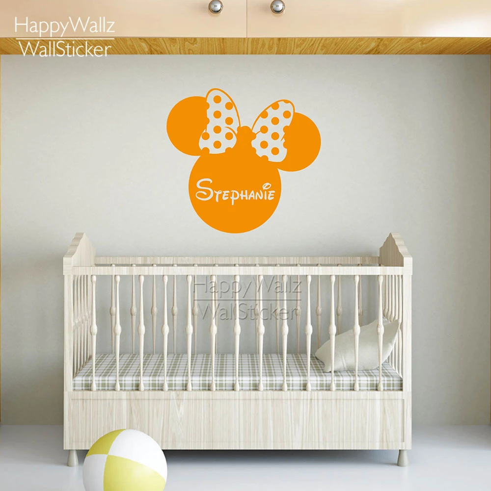 Мини мышь Наклейка на стену DIY наклейки стены с именем заказ детская комната