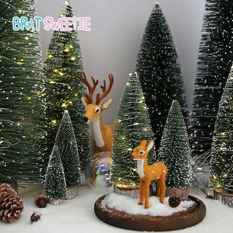 Белая Золотая зеленая сизалевая волоконная Мини Рождественская елка модель