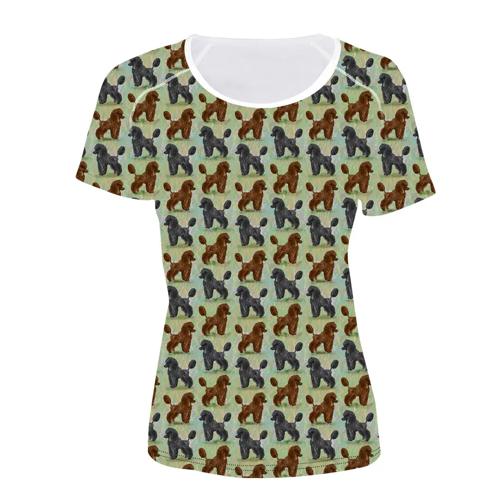 Стильная женская футболка футболки с рисунком пуделя собаки для девочек топы