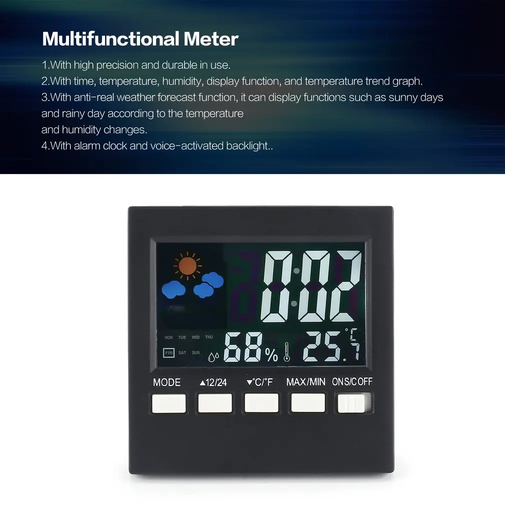 Многофункциональный цветной экран календарь метеостанция часы термометр для