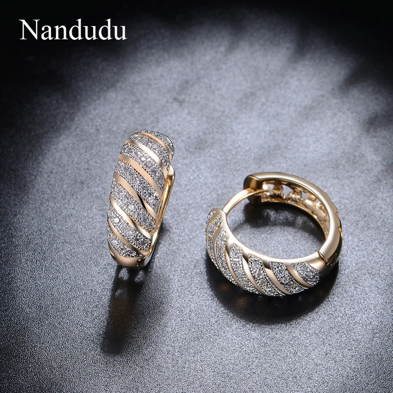 Nandudu Mini Hoop Earrings Delicate Crystal Huggie Earring Fashion Women Female Jewelry Gift CE220 | Украшения и аксессуары