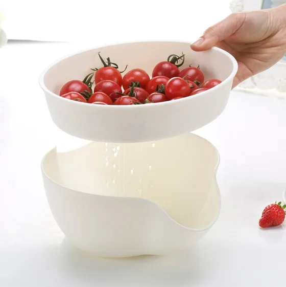 

2pcs/Set New kitchen Tools High Quality Plastic Fruit Colander Bowl Vegetable Strainer Seeds Storage Dish Kitchen Accessories
