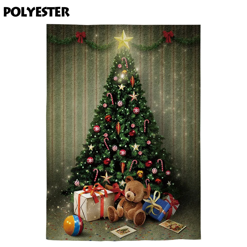 Фон Funnytree Рождественская фотография игрушка медведь подарки дерево яркая звезда