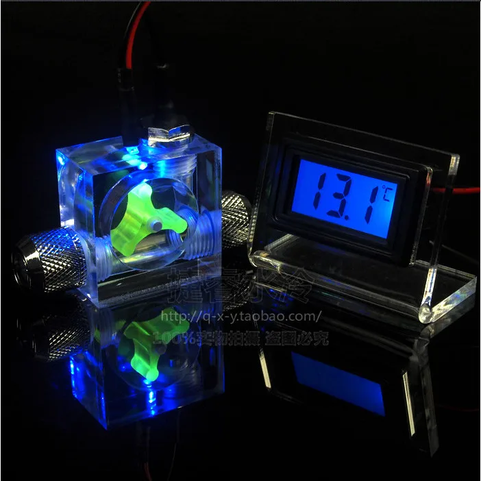 Digital display Компьютерный индикатор потока жидкости с водяным охлаждением цифровой указатель дисплей измерение температуры рассеивание тепла светодиодный термометр - Цвет лезвия: Digital display