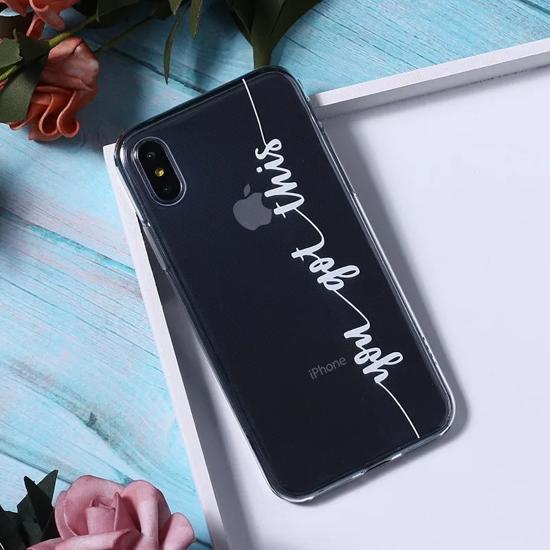 Пары телефон чехол для iPhone 6 6s 7 8 Plus 5 5S SE Письмо Любовь Прозрачный X XR XS Max Мягкий ТПУ