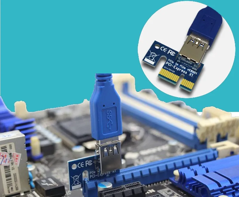 50 шт./лот PCI E PCIe Express 1X карта расширения графической карты USB 3 0 преобразователь