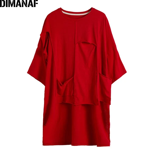 Tao8408CN DIMANAF, женские футболки размера плюс, базовые, женские топы, футболки, женская одежда, одноцветная, соединенная, свободная, летучая мышь, туника, рубашка, большой размер, лето - Цвет: Tao8408CN