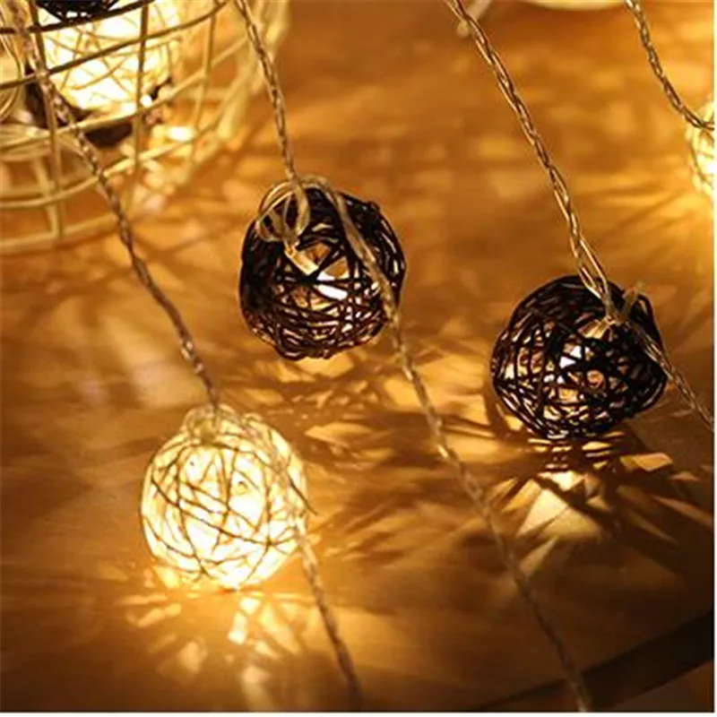 20LED строка праздничный Декор Светильник Коричневый и белый цвет ротанговая