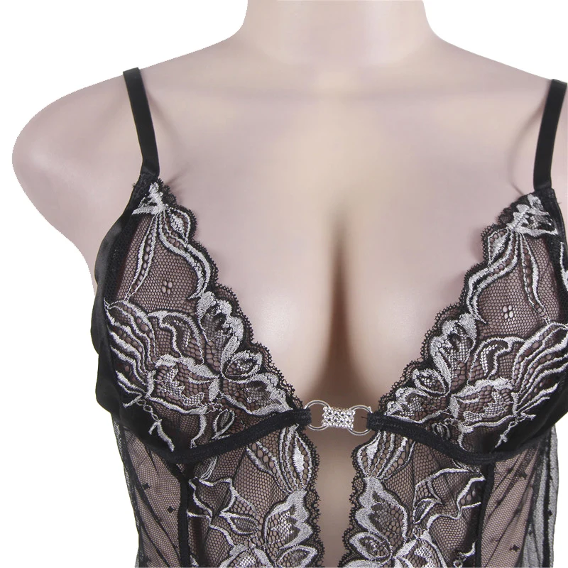 

New Babydoll Sexy Lingerie Women Black Lace Erotic Underwear Backless Emptation Intimate Sexy Costumes Nightwear Dress