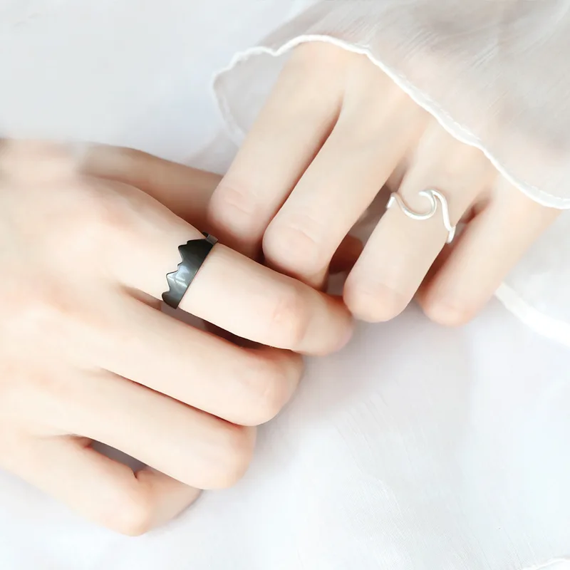 Простые Кольца для влюбленных в горное море 100% Стерлинговое Серебро 925 ювелирные