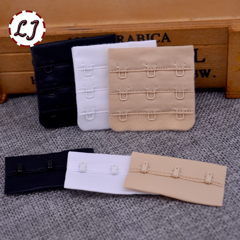 

10pcs/lot Ladies Useful Bra black white Extenders Strap Extension 3 Hooks 3 Rows Adjustable Belt Buckle button accessories DIY