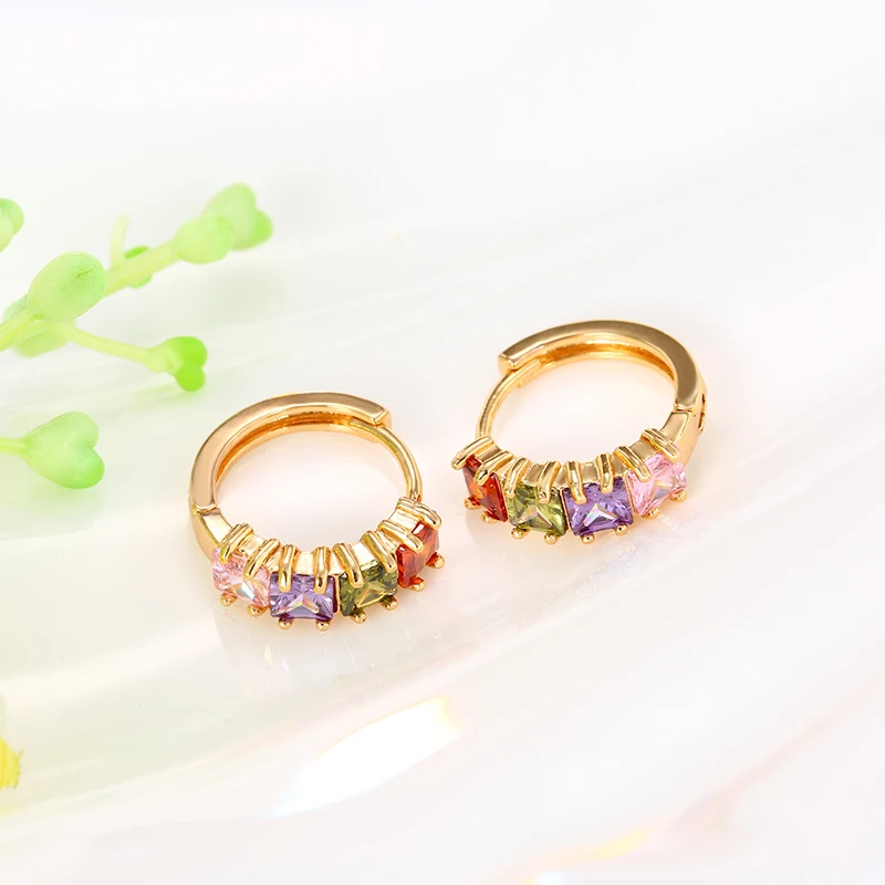 Красочные кубического циркония серьги обруча для девочек клип на модные Bohemia