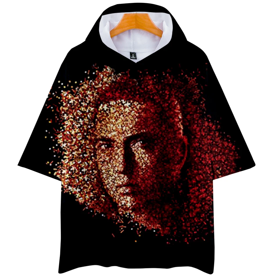 Худи с коротким рукавом EMINEM рубашки в стиле Харадзюку принтом черепа