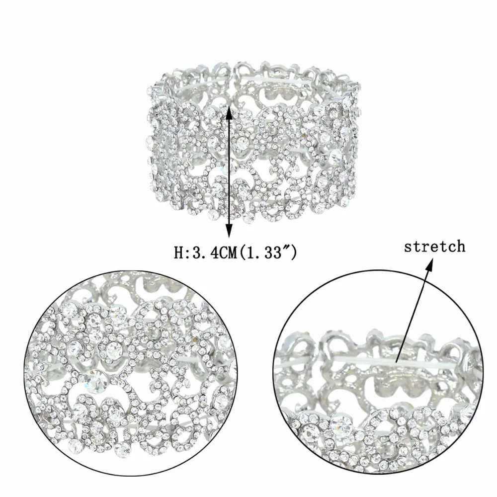 Женский эластичный браслет с кристаллами в форме сердца | Украшения и аксессуары