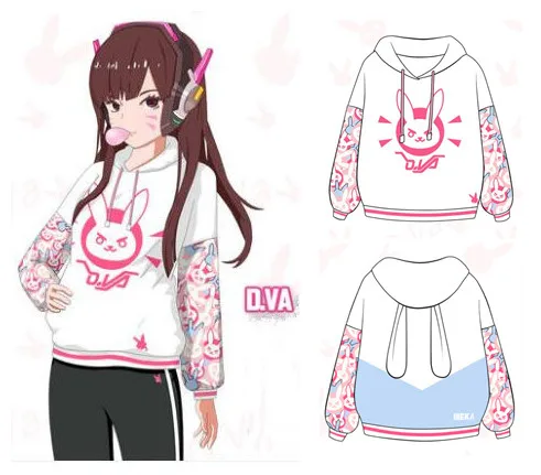 Женский хлопковый костюм для косплея Game OW D.VA толстовка с капюшоном и длинными