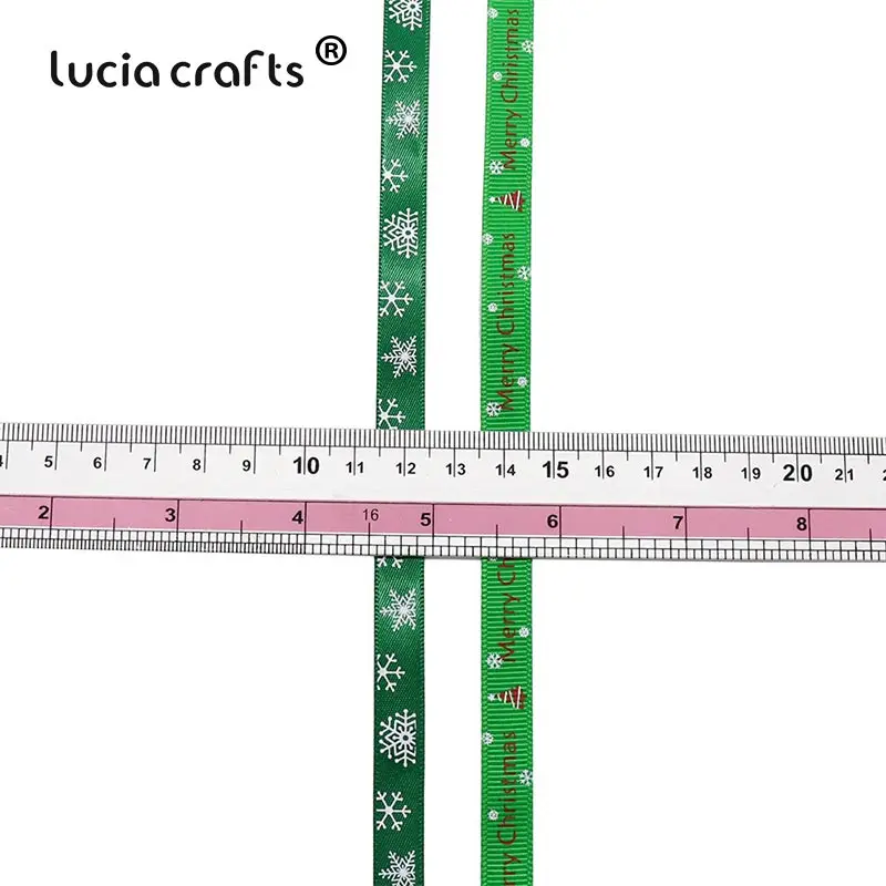 Lucia crafts 5 ярдов/12 ярдов 10 мм печатные рождественские корсажные/атласные ленты DIY рождественские вечерние упаковочные материалы T0502