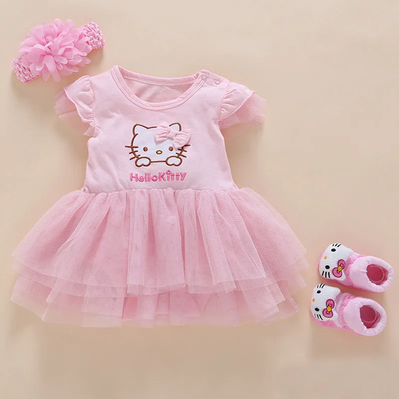 Розовое платье для маленьких девочек в стиле hello kitty мягкие хлопковые носки из