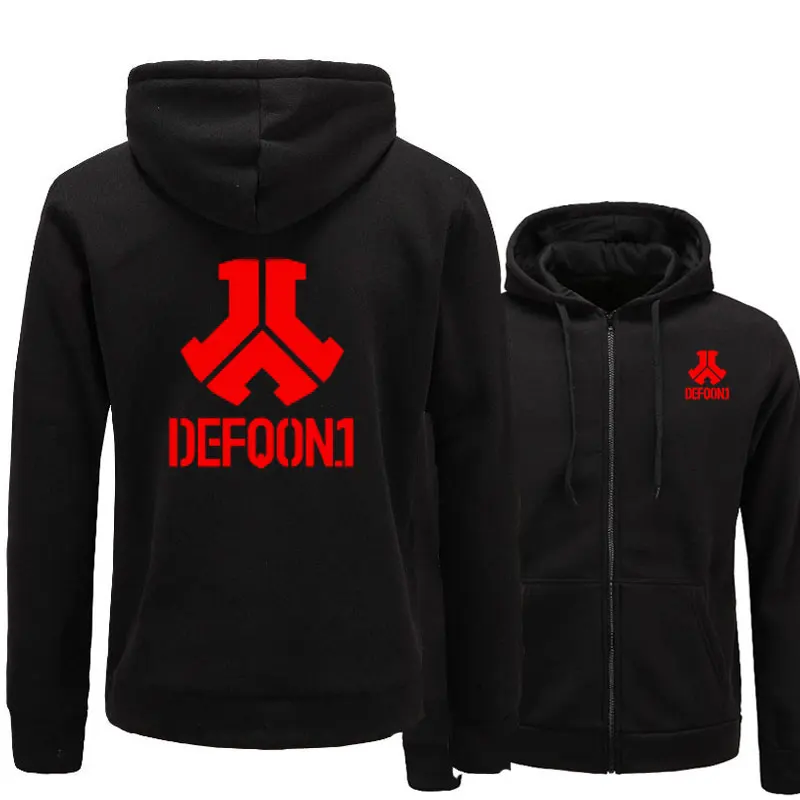 black and red Новинка года Defqon 1 рок группа хип хоп мужские толстовки кофты зима осень молния флис повседневные куртки Толстовка - Цвет: black and red