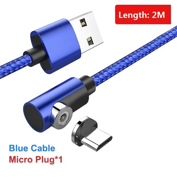 For Micro Blue 2M ACCEZZ Магнитный кабель для iPhone X XS MAX XR 8 Быстрая зарядка Micro usb type C для samsung S10 Магнитный зарядный телефонный кабель шнур 2 м - Цвет: For Micro Blue 2M