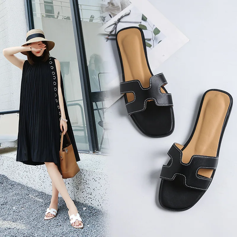 Лето Черный или Белый h дамские сандалии женские роскошные дизайнерские из