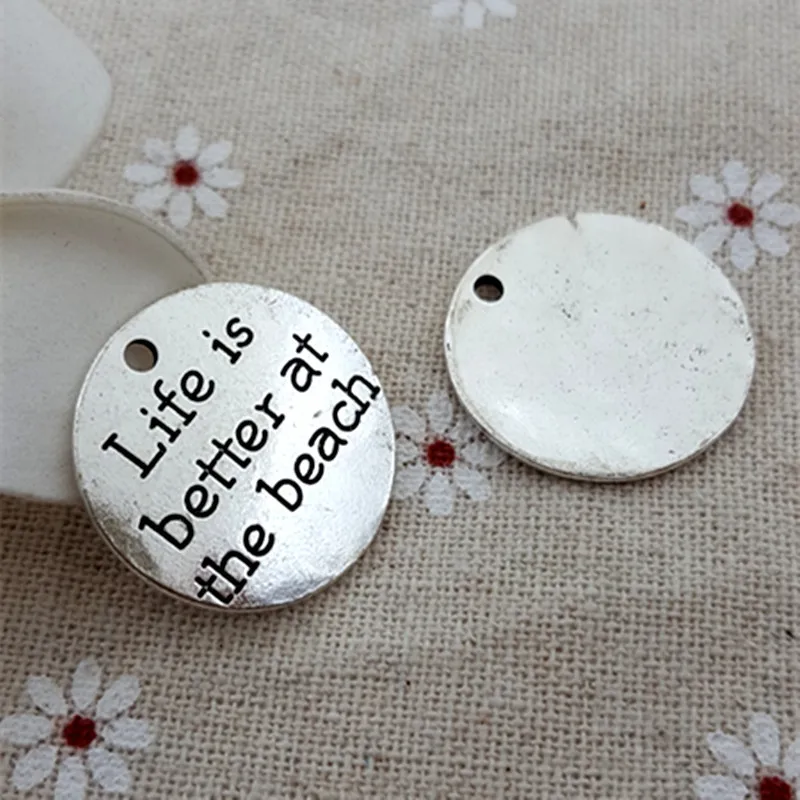 5 шт. высокое качество античное серебро круглые буквы Ювелирное Украшение в форме