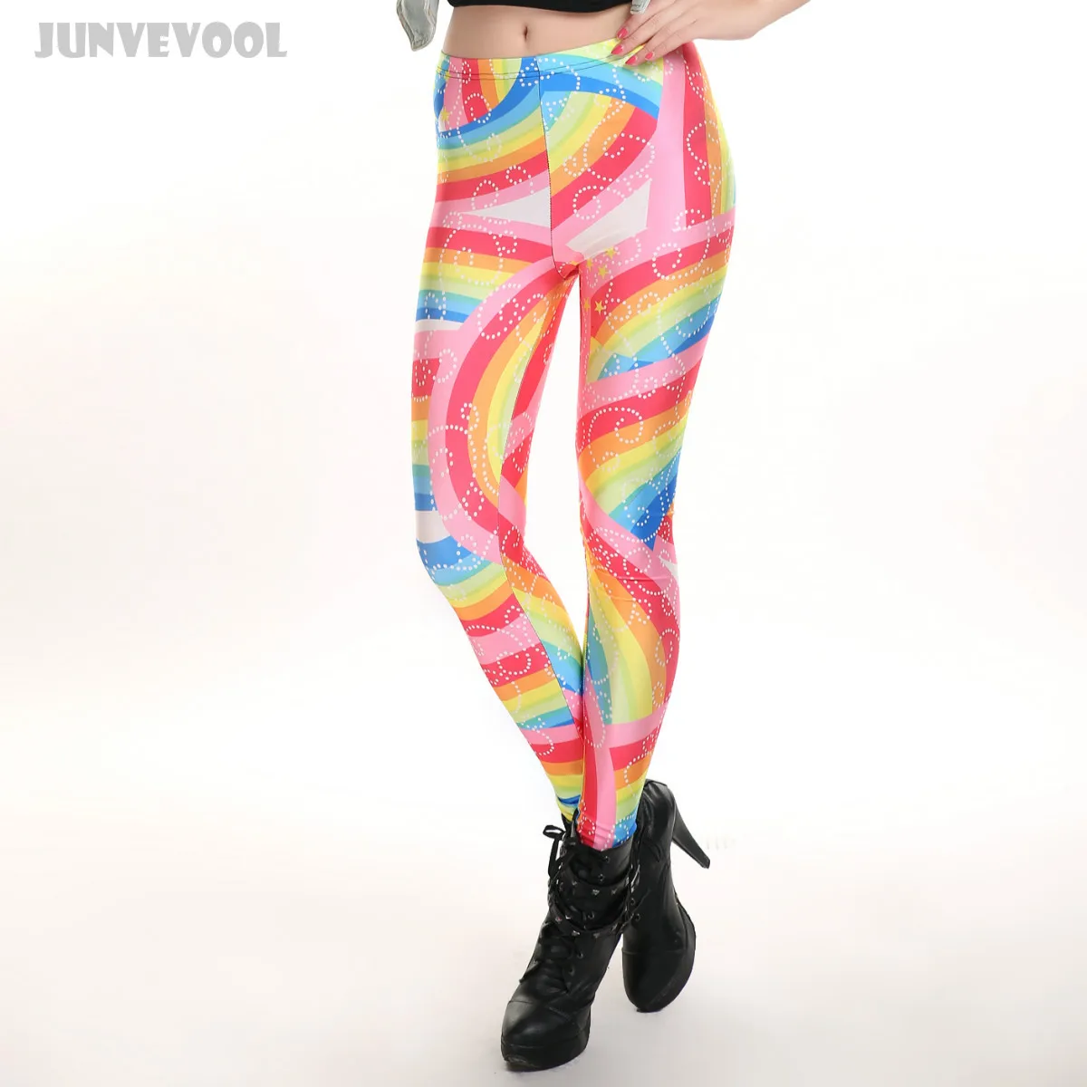 Узкие брюки дышащий 3D Радуга Леггинсы для женщин Цвет ful смешивания бесшовные