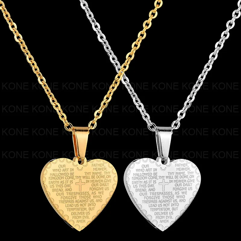 Ожерелье с кулоном UZone из нержавеющей стали золотой надписью Love Jesus Cross|Ожерелья