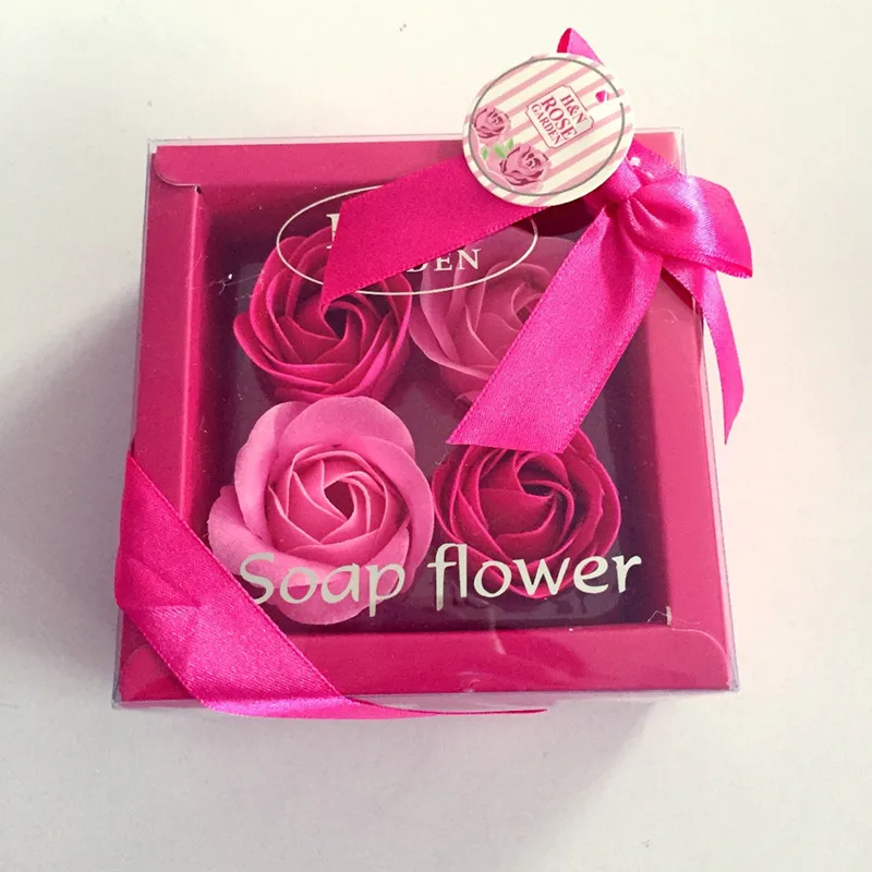 4 rose red pink 4 шт. День Святого Валентина Ароматическая ванна тела Лепесток мыло с розой свадебные подарки для гостей подружки невесты подарок вечерние сувениры - Цвет: 4 rose red pink
