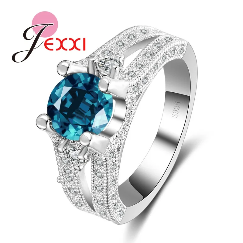 Европейские кольца для женщин 925 пробы серебряные ювелирные изделия Круглый