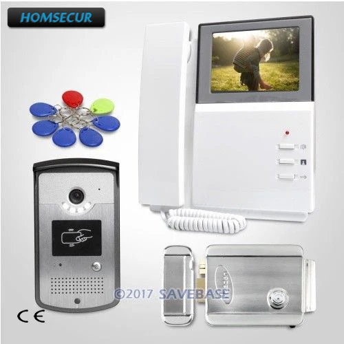 

HOMSECUR 4.3inch Wired Video Door Entry Phone Call System with Keyfobs Unlocking Camera + Electric Lock