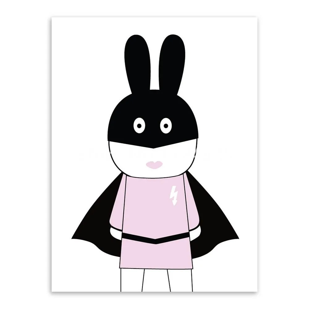 Один кусок современный минималистский Nordic черный, белый цвет Kawaii Животные Живопись Печать на холсте большой дом Настенный декор для детской комнаты
