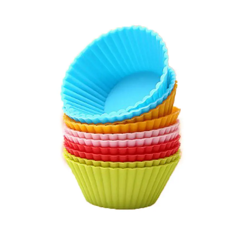 12PCs Hoomall 12 шт 7 см формы для маффинов силиконовые формы для выпечки Формы для кексов лайнер для кексов Стенд DIY Инструменты для украшения выпечки, торта случайный цвет - Цвет: 12PCs