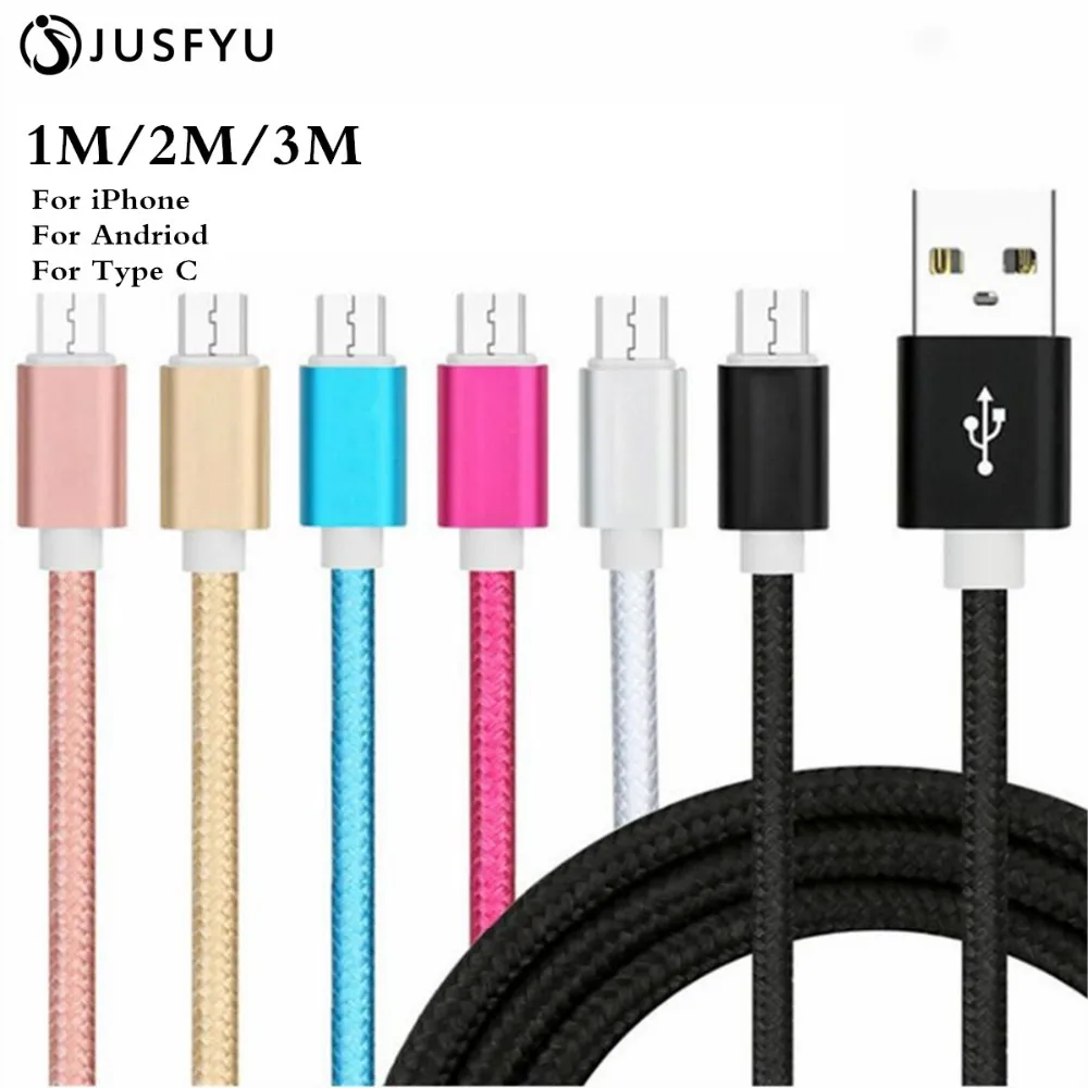 USB кабель с нейлоновым покрытием зарядный шнур для передачи данных и