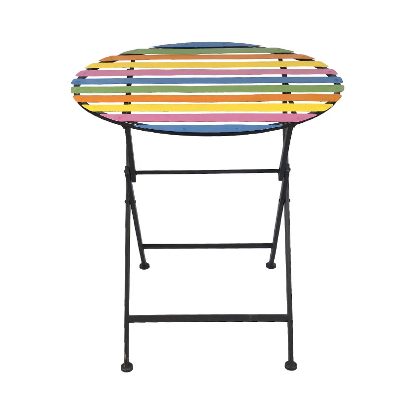 Простые радужные наборы для сада складной стол в полоску отдыха на открытом