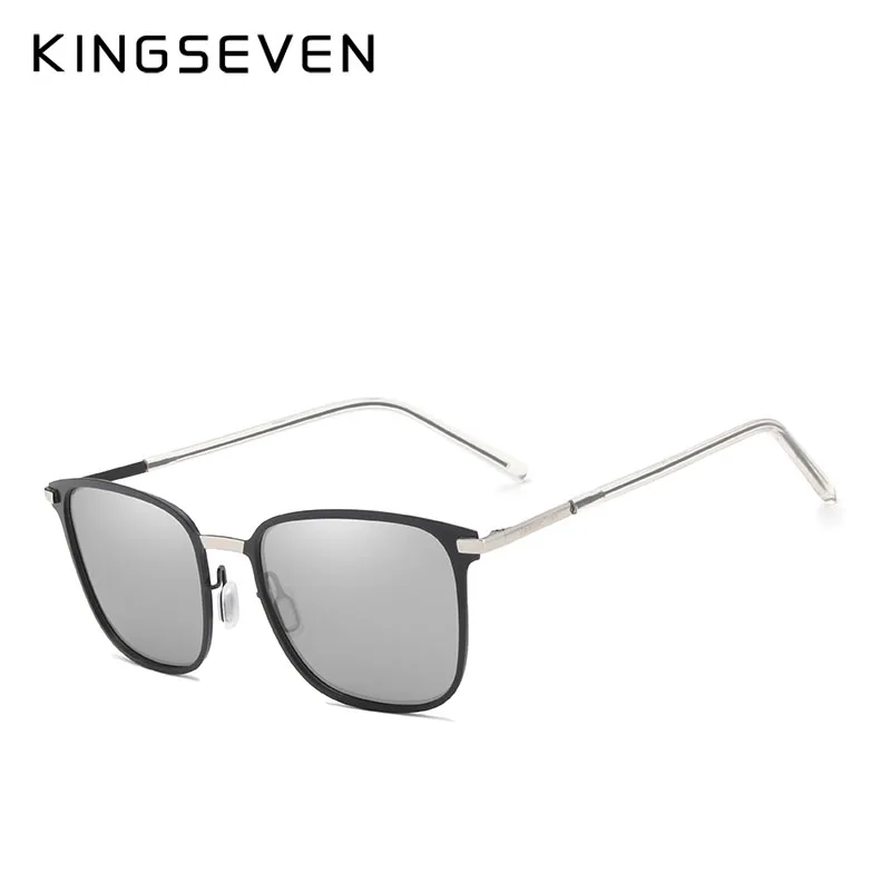 Silver Mirror KINGSEVEN, фирменный дизайн, нержавеющая оправа, солнцезащитные очки, мужские, поляризационные, UV400, линзы, очки, мужские, для вождения, солнцезащитные очки, Oculos - Цвет линз: Silver Mirror